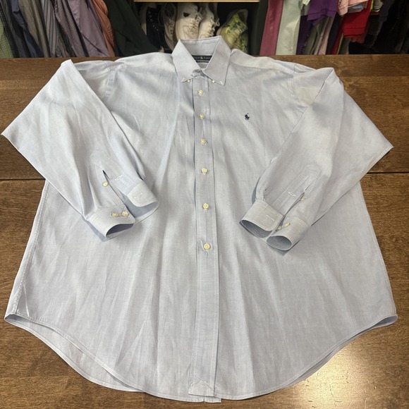 Ralph Lauren Vintage Shirt Mens L 16.5 34/35 Y2K Button Down Light Blue - Picture 1 of 7